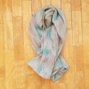 Gray Infinity Scarf with Multicolored triangles
